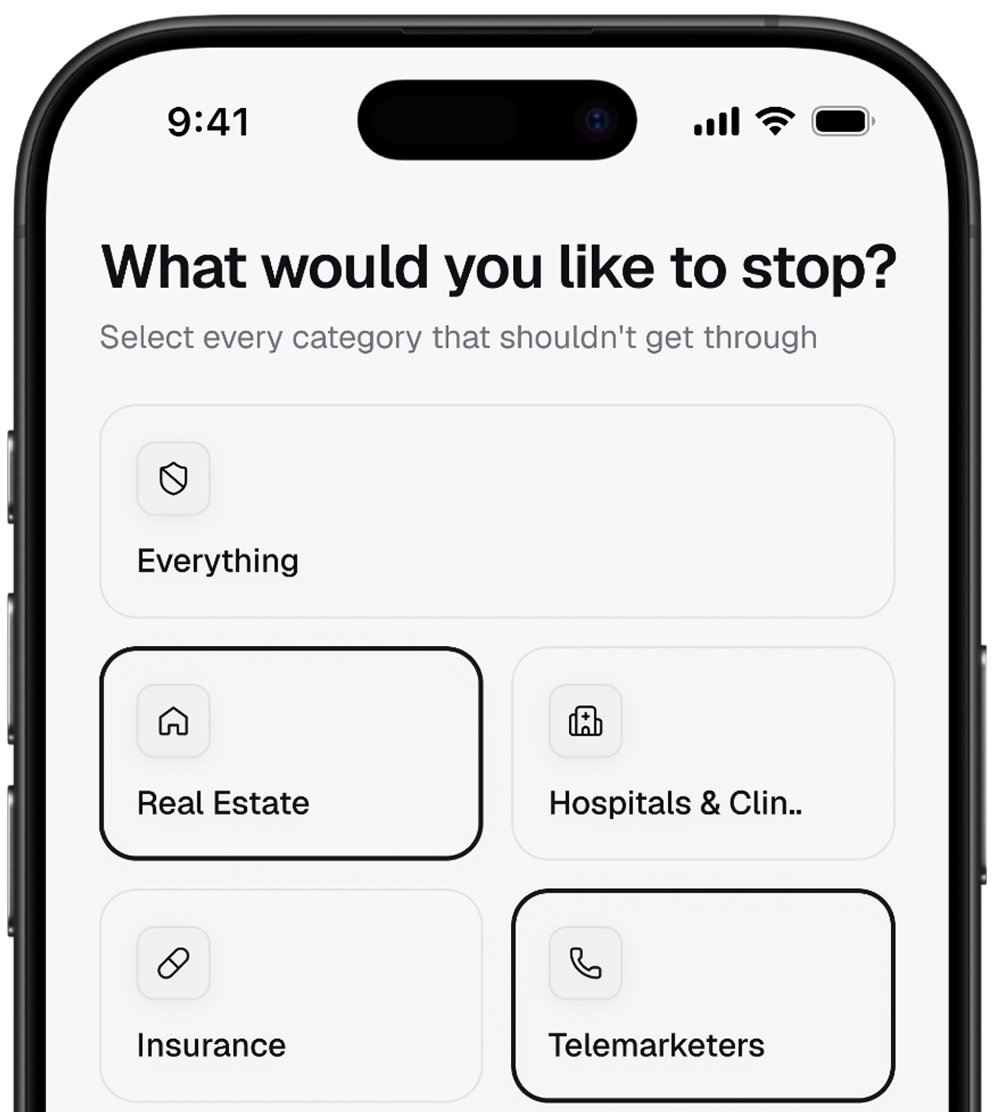 Categories of calls Oskot can screen